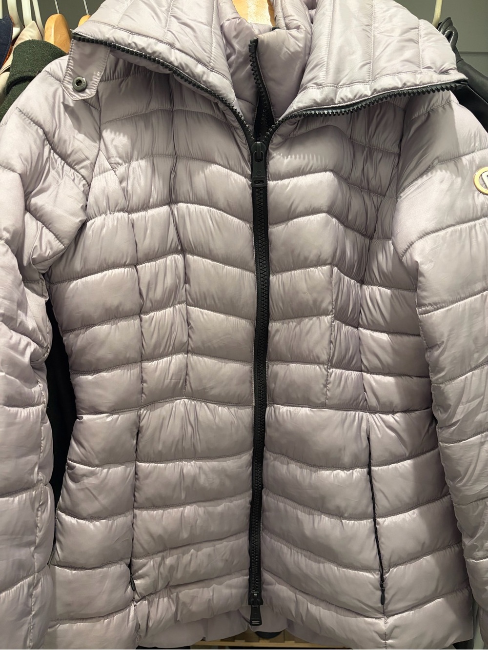 Bernardo Light Lavender Quilted Puffer Coat